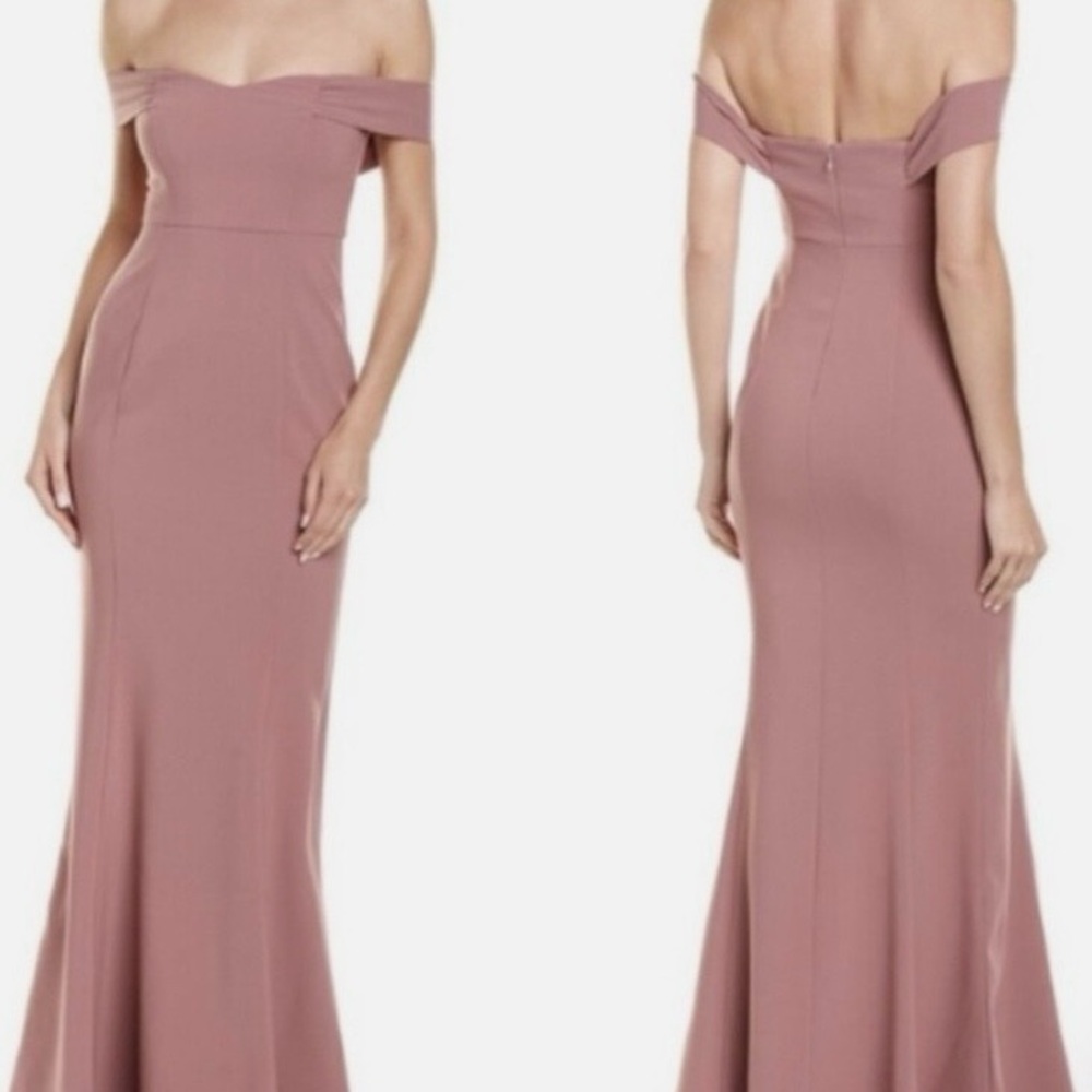 Elegant Off-Shoulder Pink Evening Gown